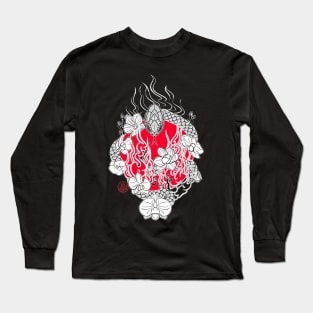 Japanese snake and orchids Long Sleeve T-Shirt